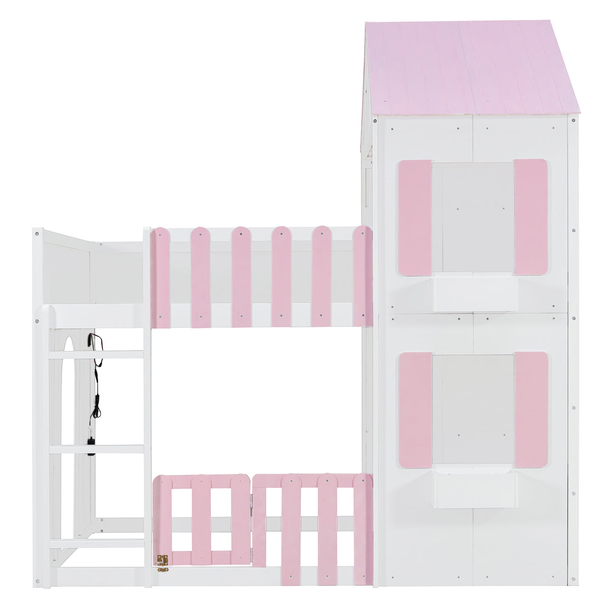 Full Over Full House Bunk Bed Space-Saving Bedroom Furniture