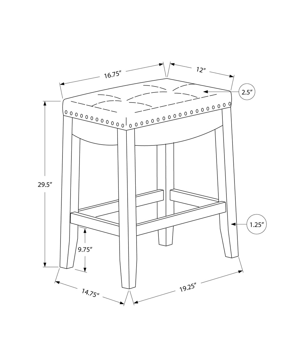 Bar Stool Set Of 2, Bar Height, Saddle Seat