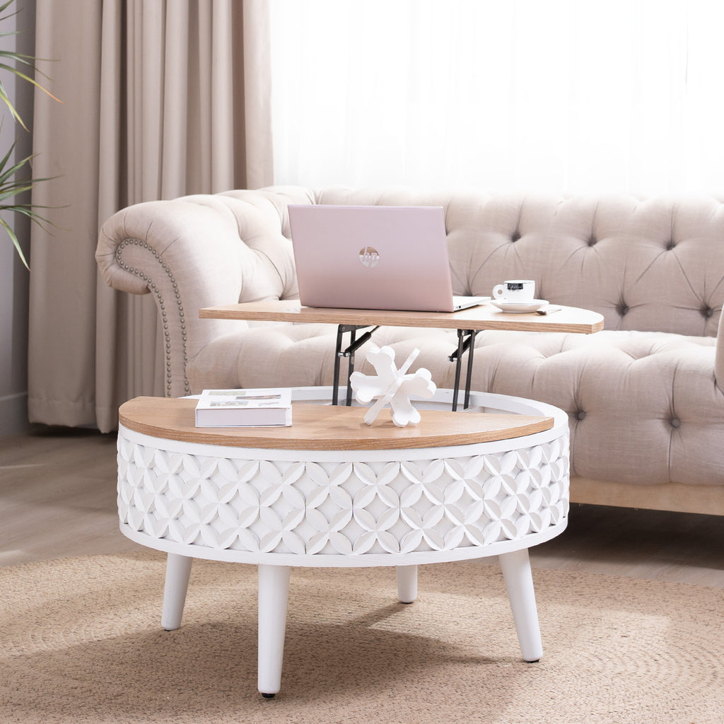 Round Coffee Table with Storage – 31.5" Lift-Top Accent Table