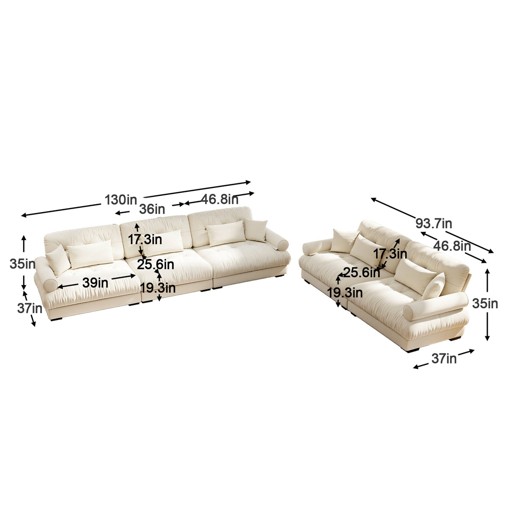 Velvet Modular Sofa Set - Two-Seater & Three-Seater