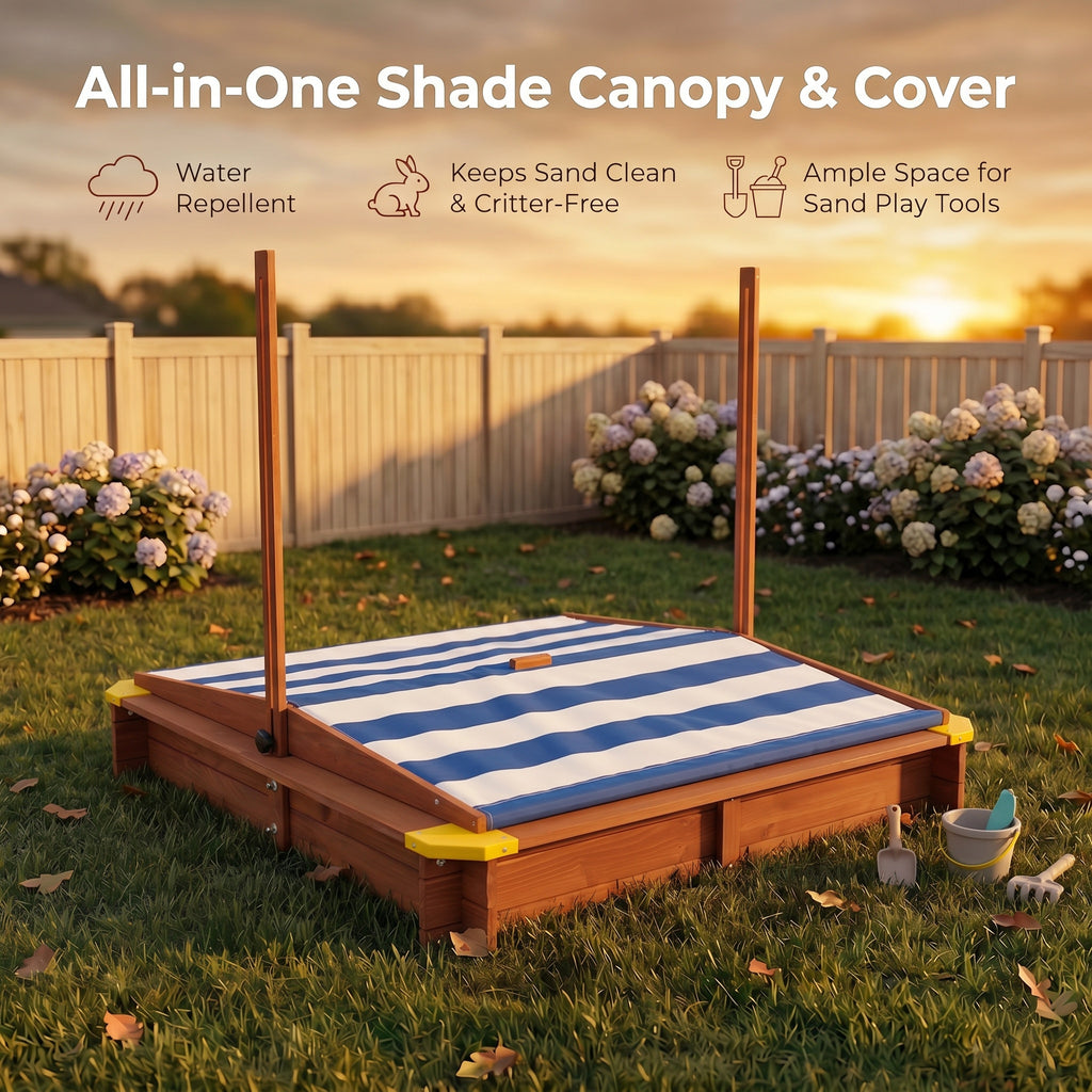 Kids Sandbox with Cover - 46" Wooden