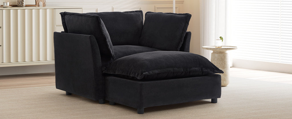 Modern Armchair Sofa with Movable Ottoman