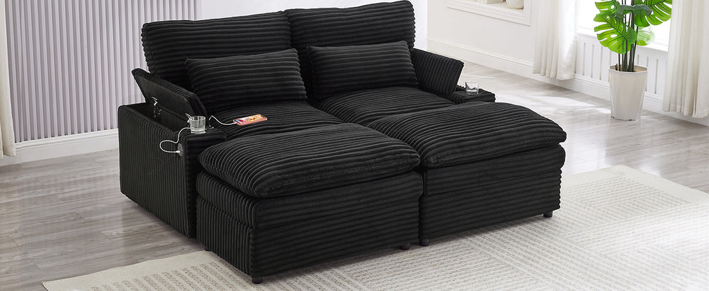 Loveseat Sofa 70.9" Free-Combined Sectional Convertible Sofa Bed