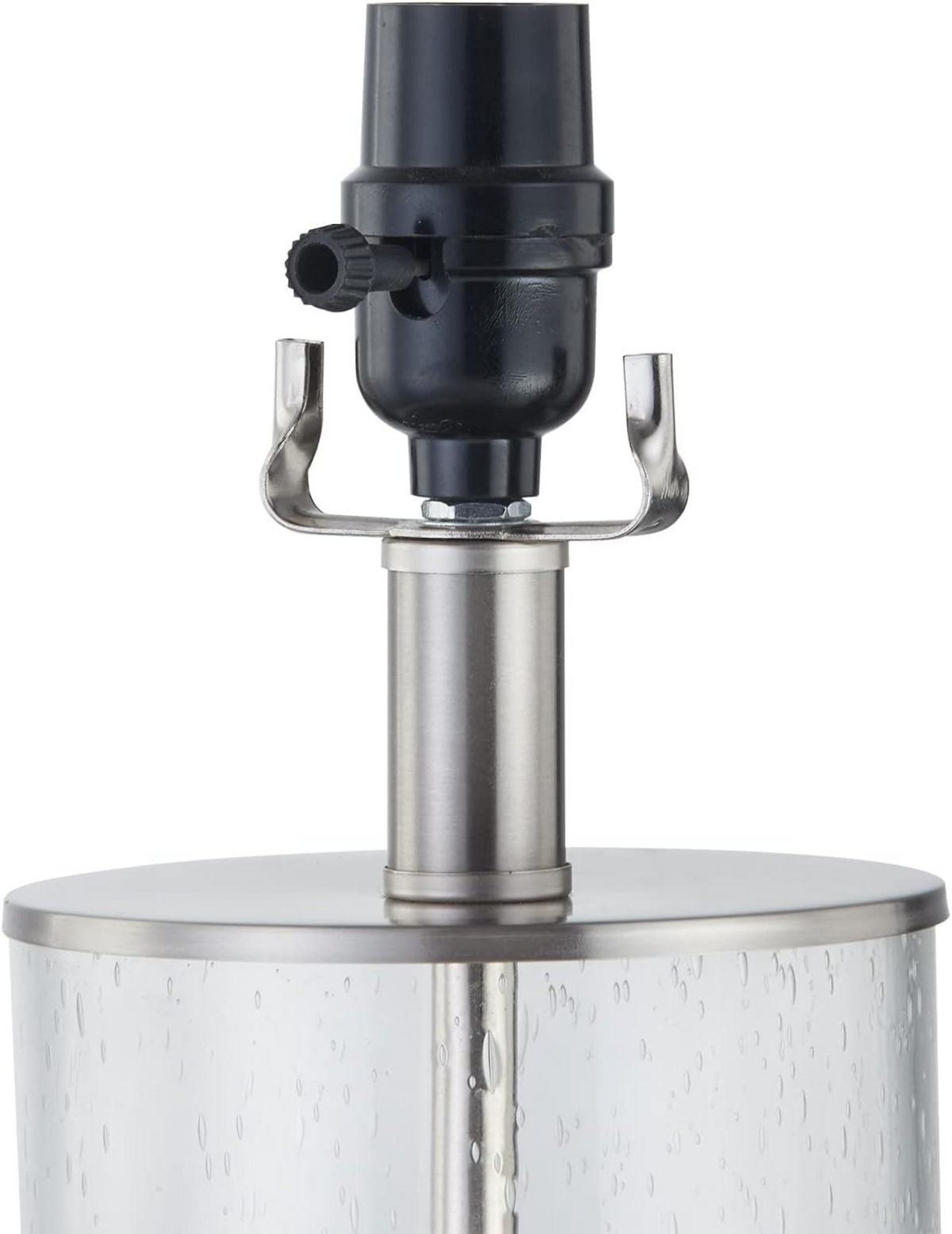 Modern Table Lamp Set of 2, 23.25-Inch Nickel Clear Glass With 3-Way Dimmer