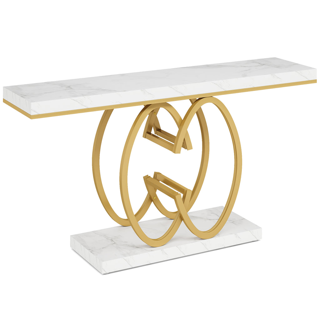 Luxurious 55" Faux Marble Console Table
