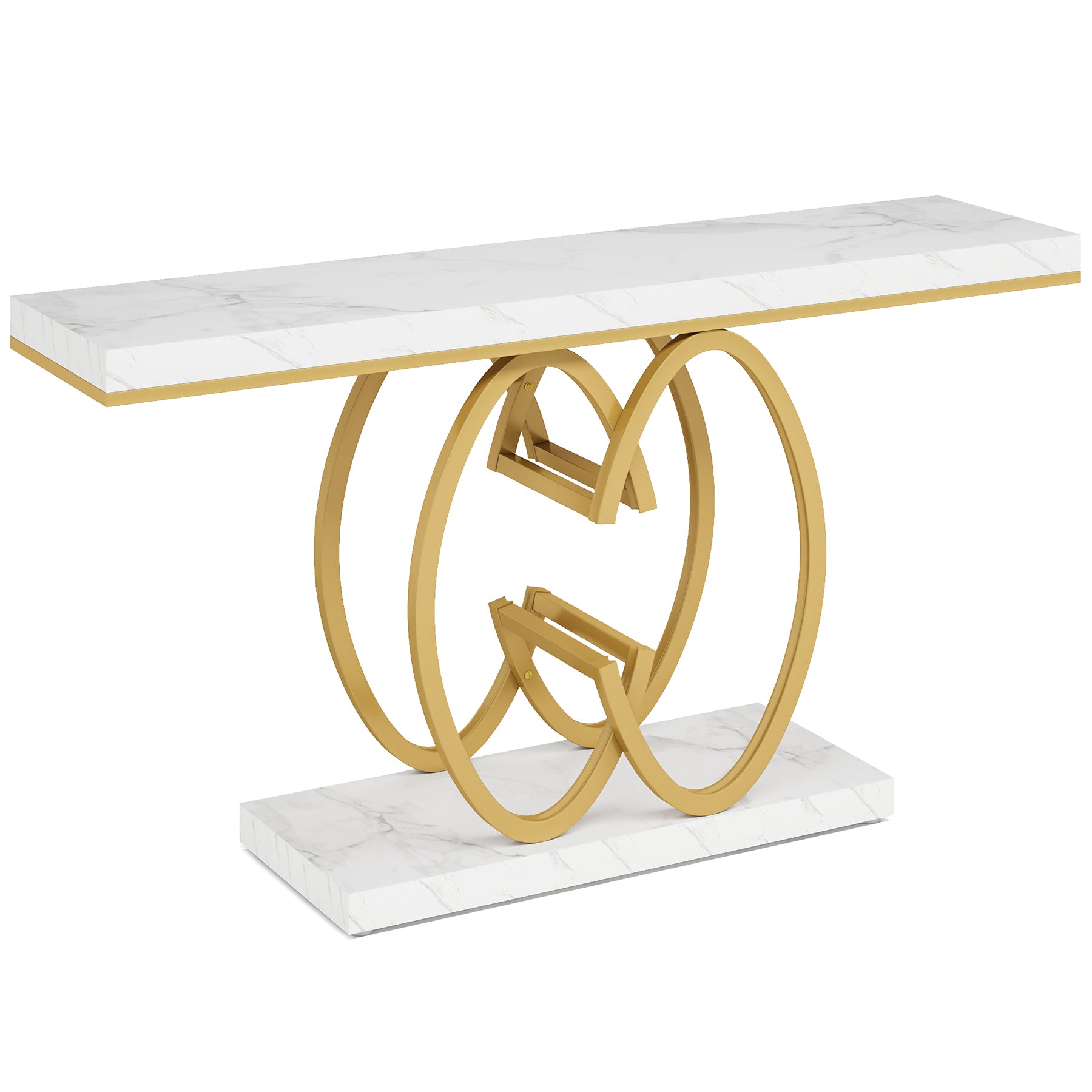 Luxurious 55" Faux Marble Console Table
