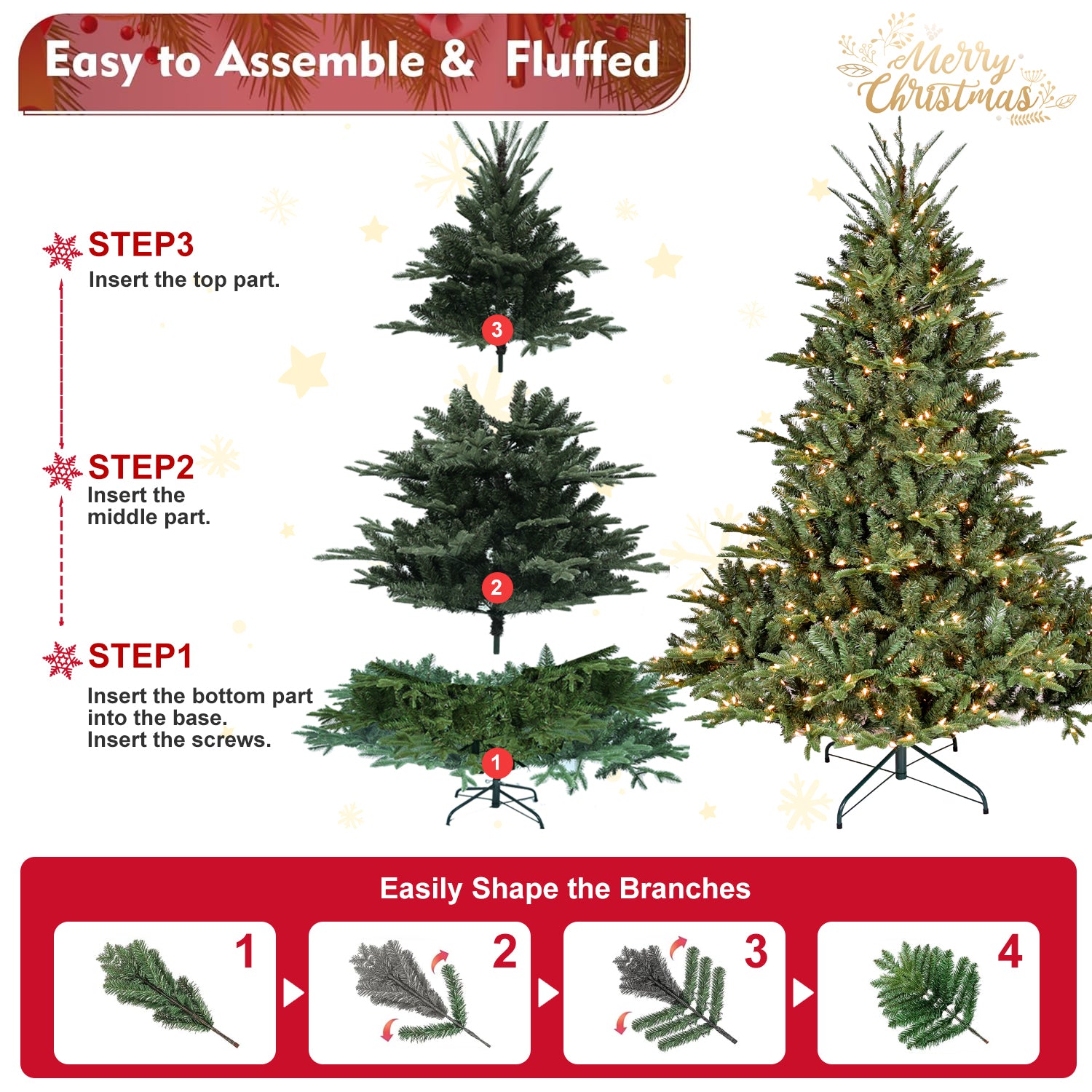 7.5FT Full-Shape Christmas Tree with 850 UL Lights