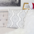 White Holiday Embroidered Velvet Throw Pillow with Insert 20x20 Set of 2