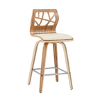 Folia Mid-Century Modern Counter Stool in Zebra Wood