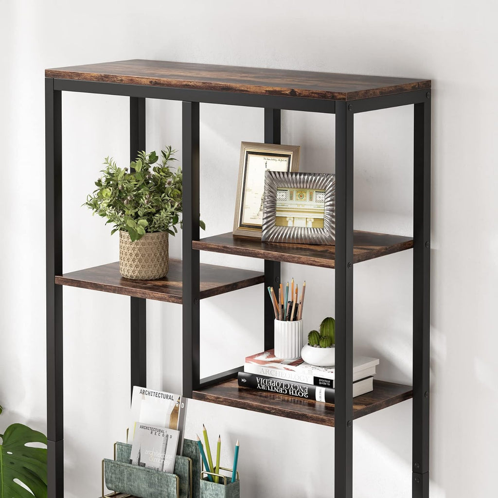 69.2" 6-Tier Rustic Brown Industrial Etagere Bookcase