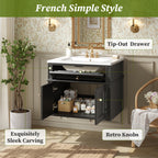 24" Wall Mounted Modern Bathroom Vanity with Soft-Close Hinges