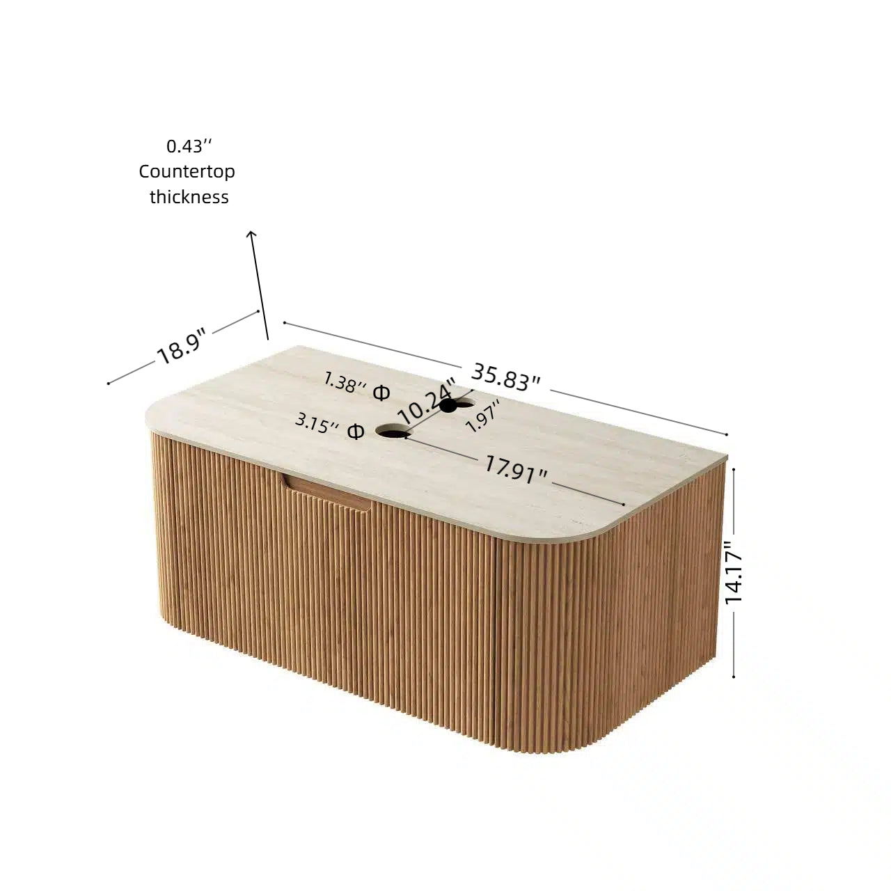 DINA 36'' Wall Mounted Plywood Cabinet with 1 Drawer