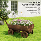 Outsunny Wooden Wagon Planter Box