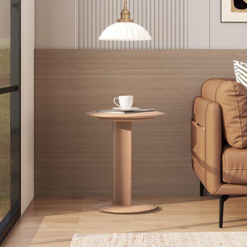 Mode 18" Leatherette Round C-Shaped Sofa Side Table