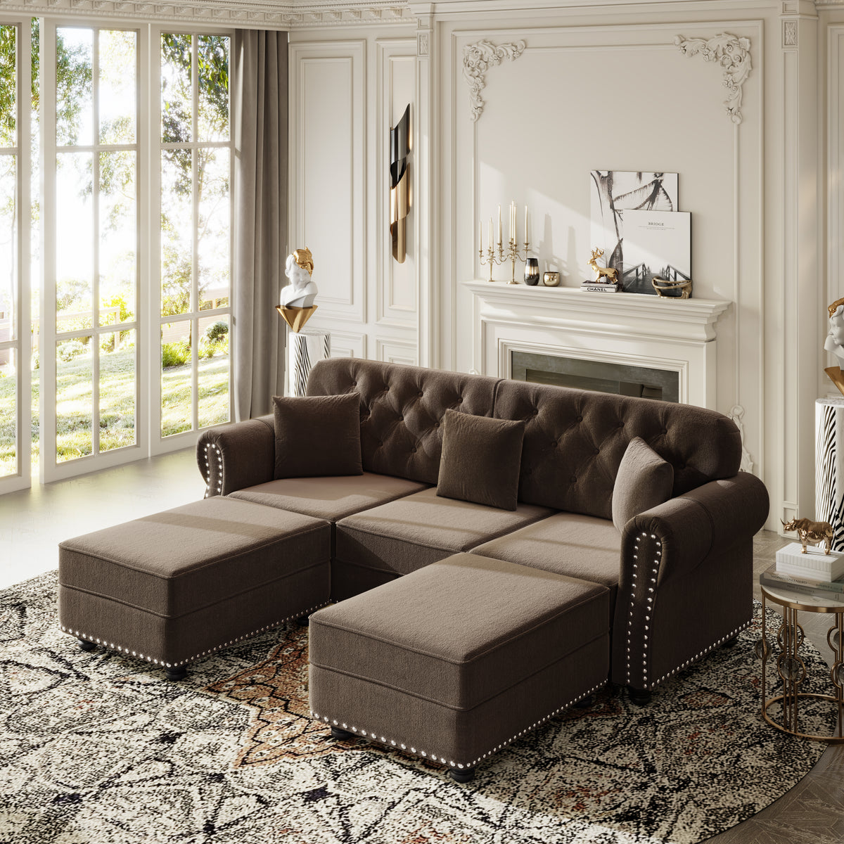 82.6" Upholstered Velvet Sofa with Nailhead Trim