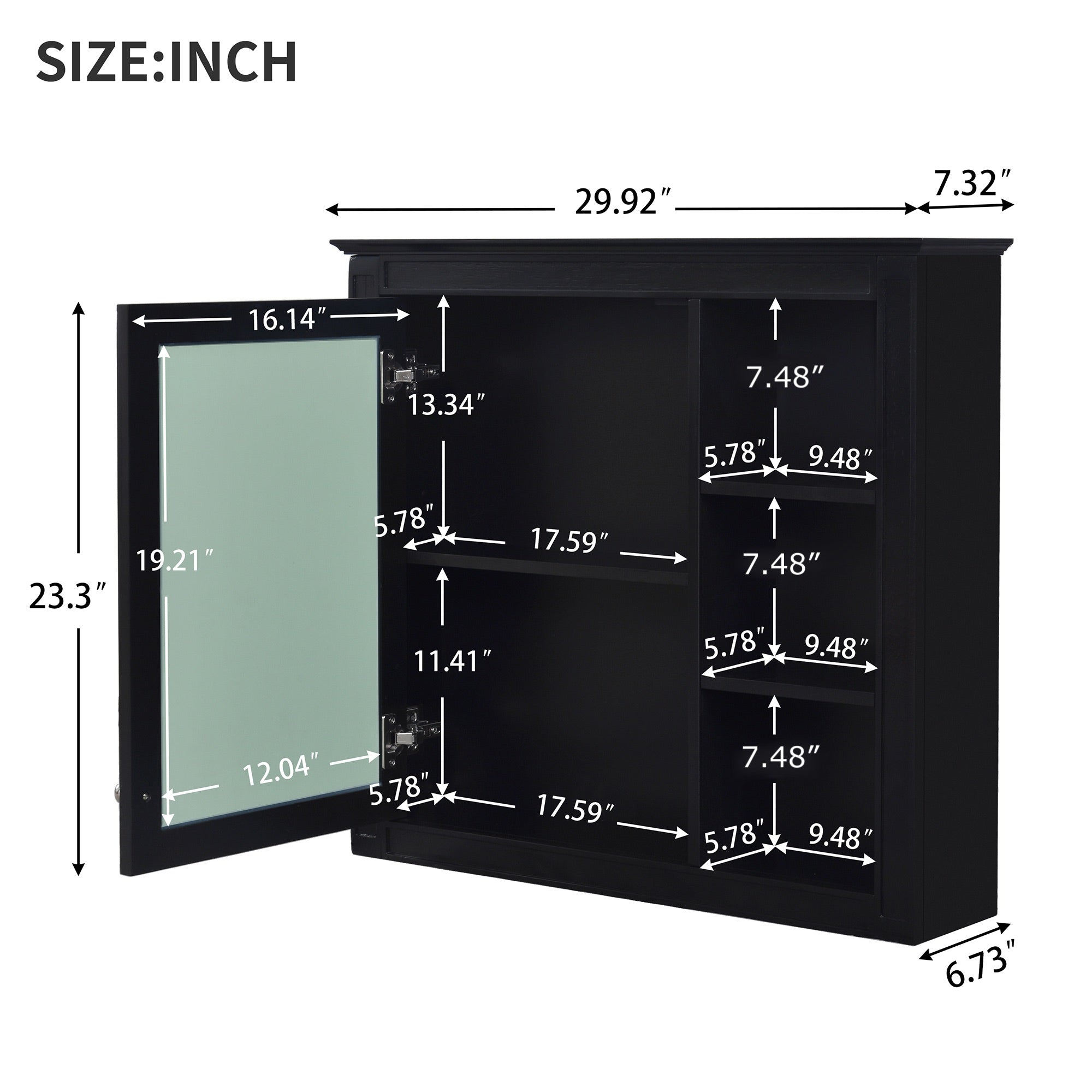 30'' x 28'' Medicine Cabinet with Mirror