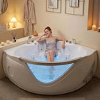 59" Light Luxury Double Corner Whirlpool Bathtub