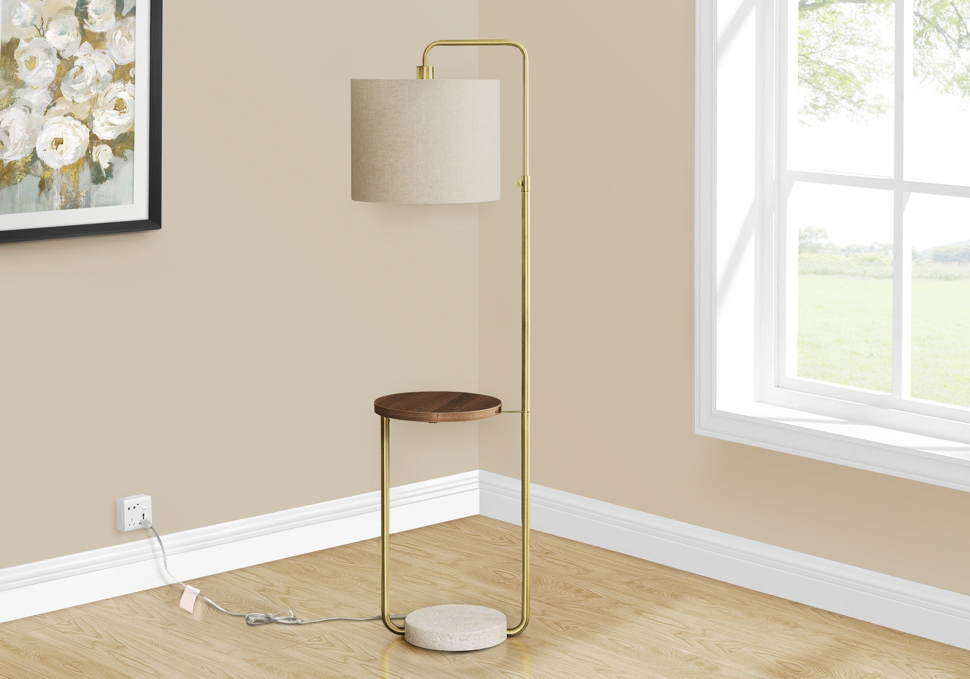 Modern 67" Floor Lamp with USB Port