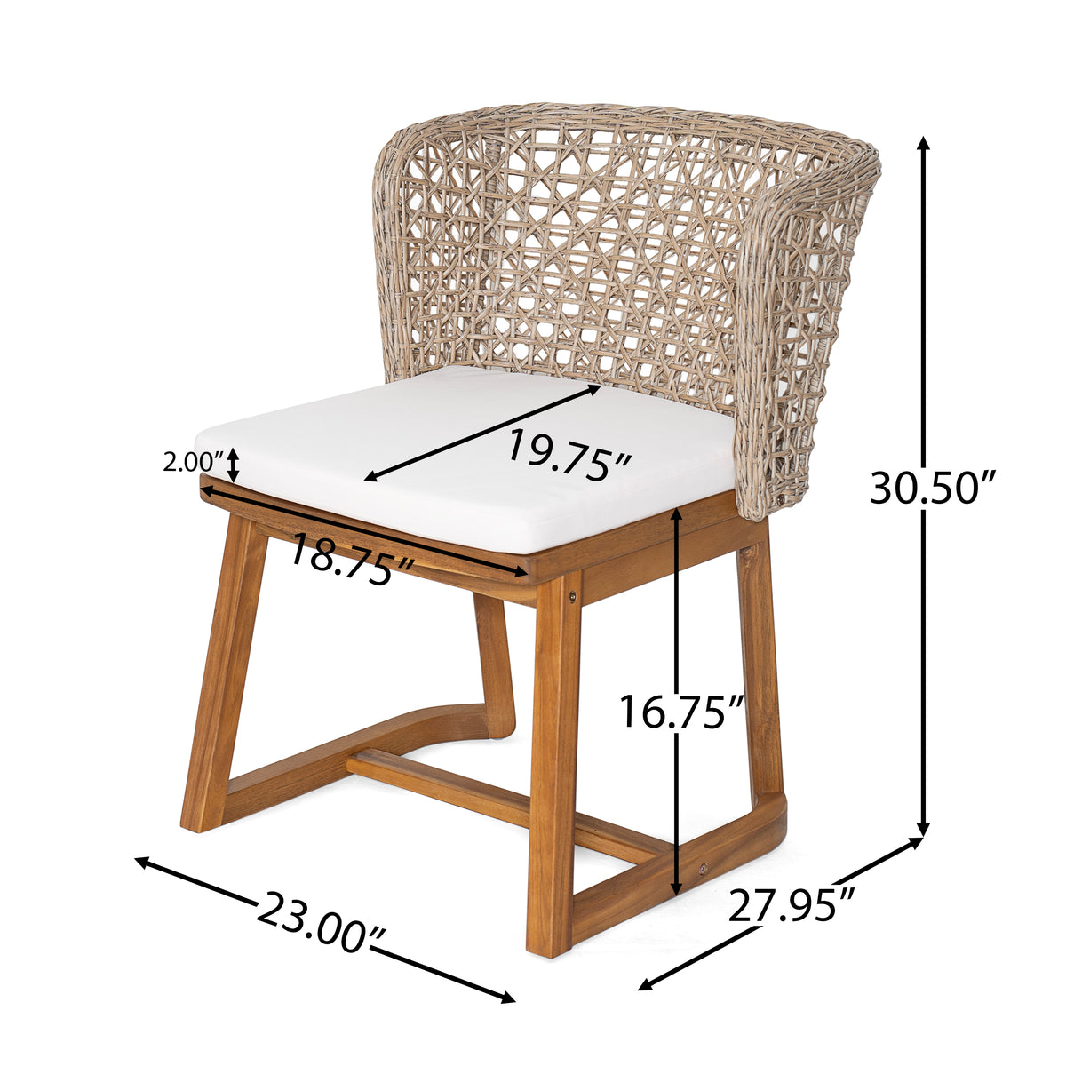 Outdoor Acacia Wood Dining Chairs (Set of 2)