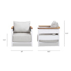 Rhodes 29" Upholstered Teak & Aluminum Patio Arm Chair