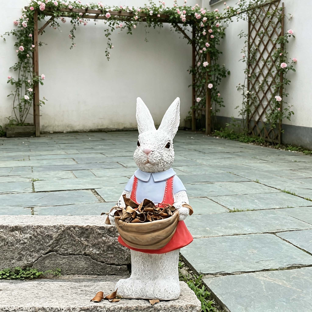 Whimsical Hand-Painted Garden Rabbit Statue