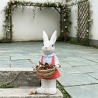 Whimsical Hand-Painted Garden Rabbit Statue