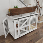47.2" Mobile Dog Crate with Flip-Top Feeding Door