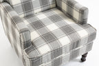 Upholstered Accent Chair, Vintage Armchair with Solid Wood Legs