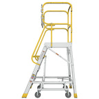 4 Step 375lbs Aluminum Rolling Platform Ladder