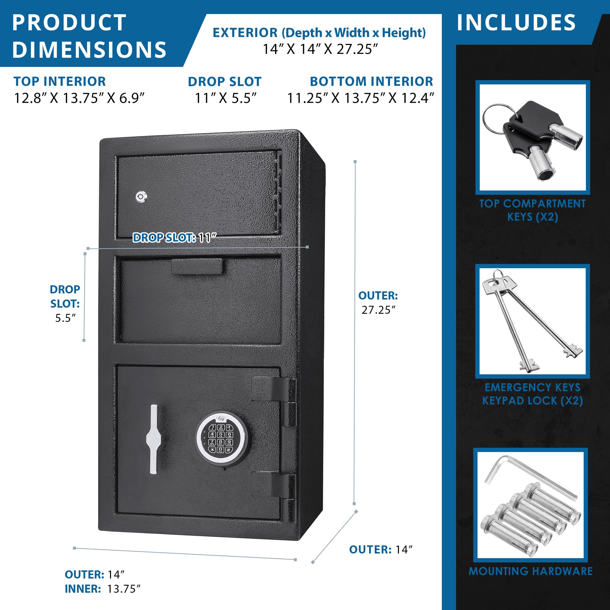 Large Locker Depository Safe With Digital Keypad