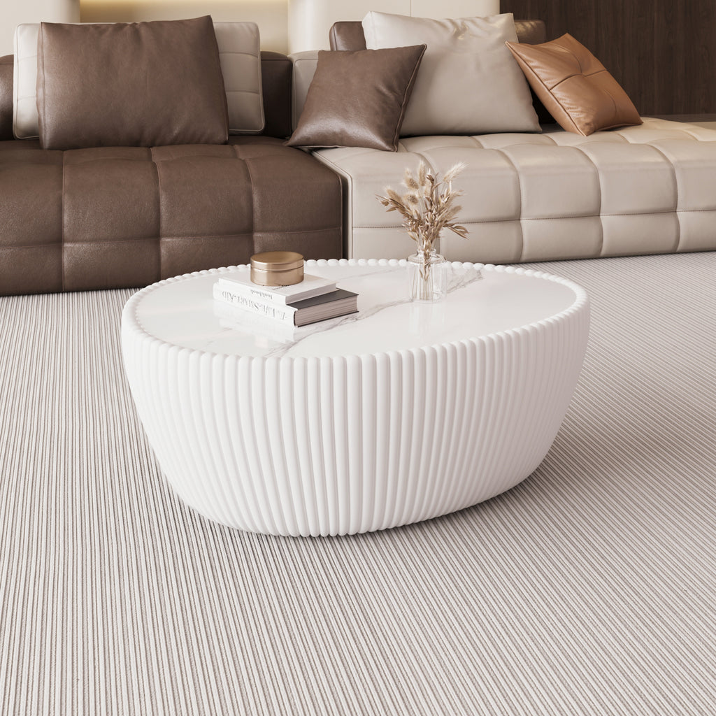 Goose Egg Shaped Coffee Table with Sintered Stone Top