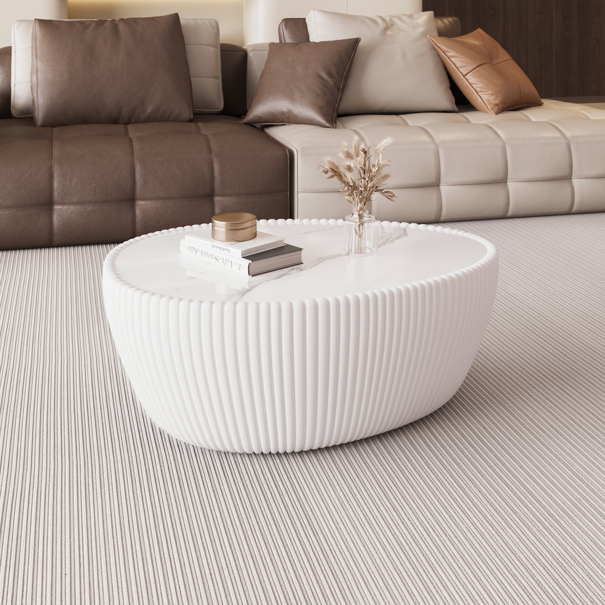 Goose Egg Shaped Coffee Table with Sintered Stone Top