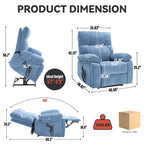 Blue Heat Massage Dual Motor Electric Power Lift Recliner