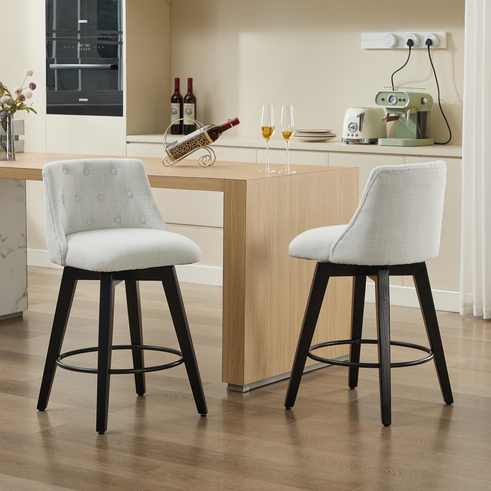 007-360° Swivel Bar Stools Set of 2