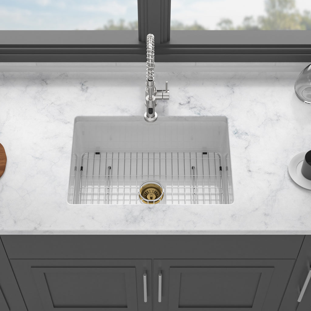 27"x19"x10" Undermount Single Bowl Fireclay Kitchen Sink