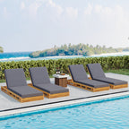 Lounge Chaise Set, Acacia Wood with Water-Resistant Lounge Cushions