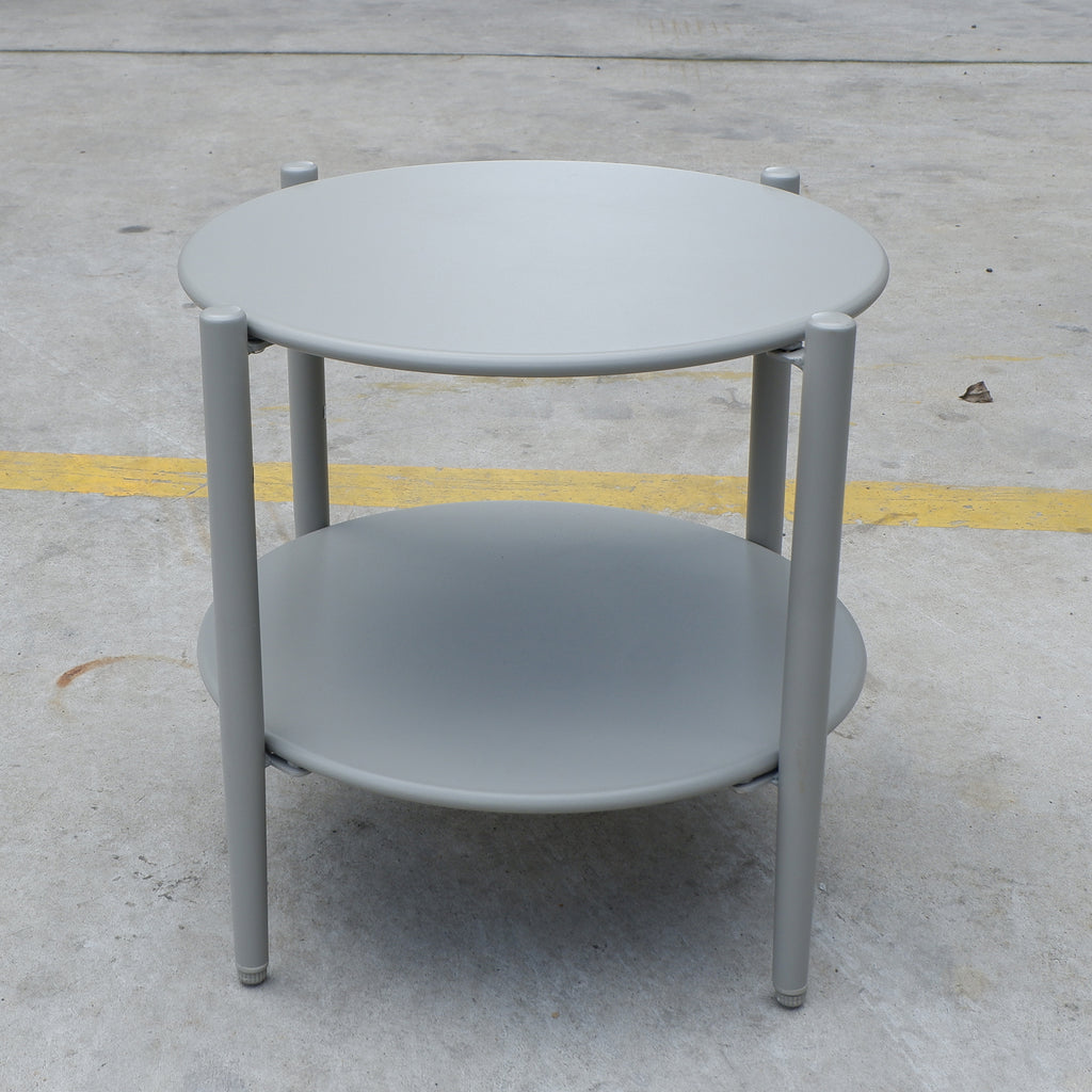 Metal Round Side Table with 2-Tier Design