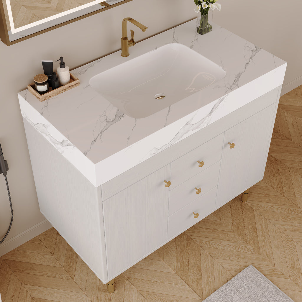 36 In Modern Free-standing Bathroom Vanity with Ceramic Sink & Ample Storage