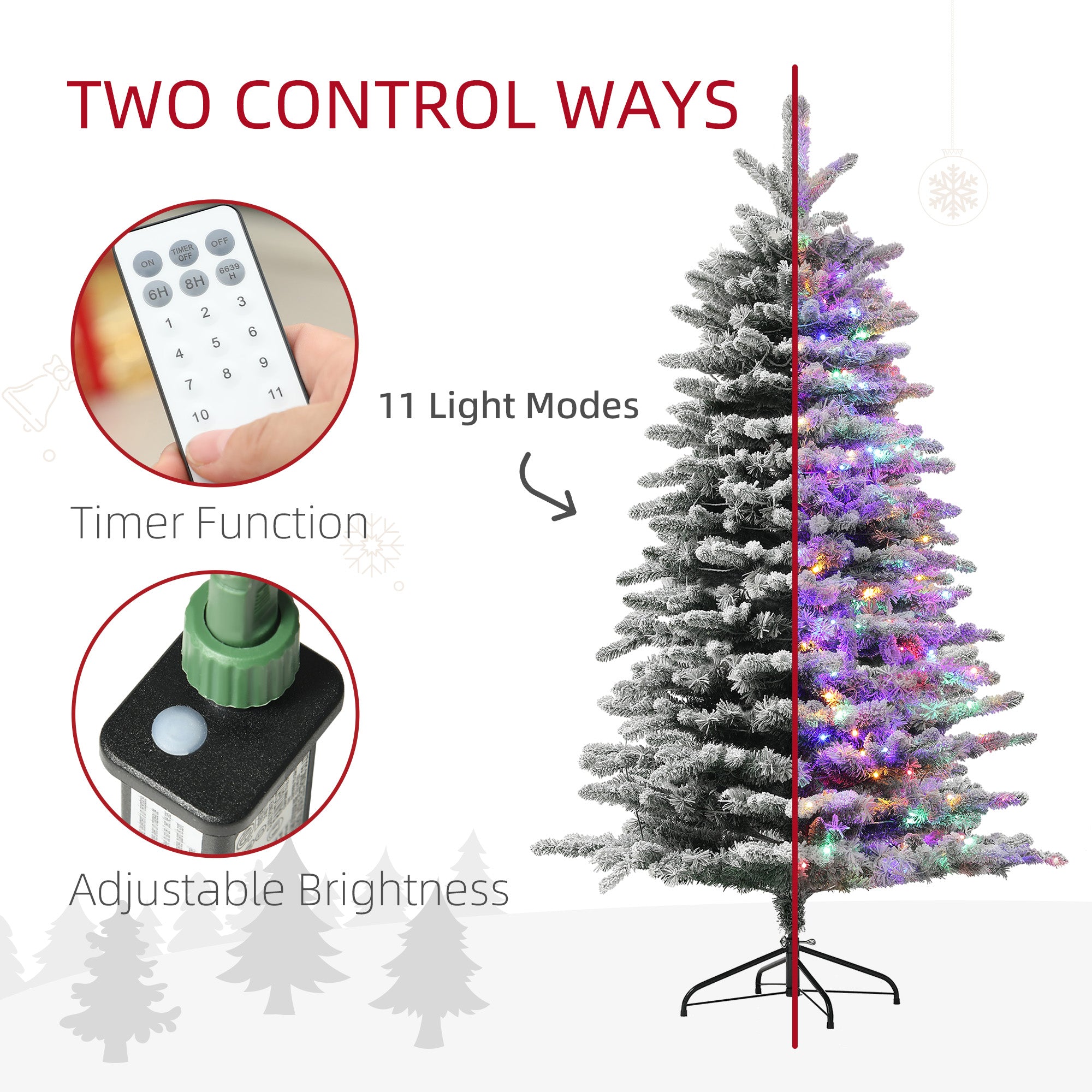 HOMCOM 6.5 ft Pre-Lit Mountain Pine Artificial Christmas Tree