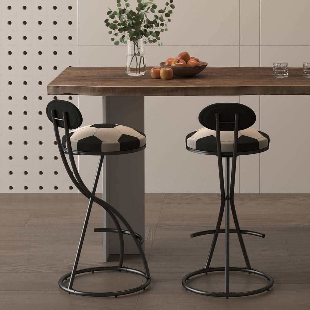 Upholstered S-Shaped Barstools Set of 2
