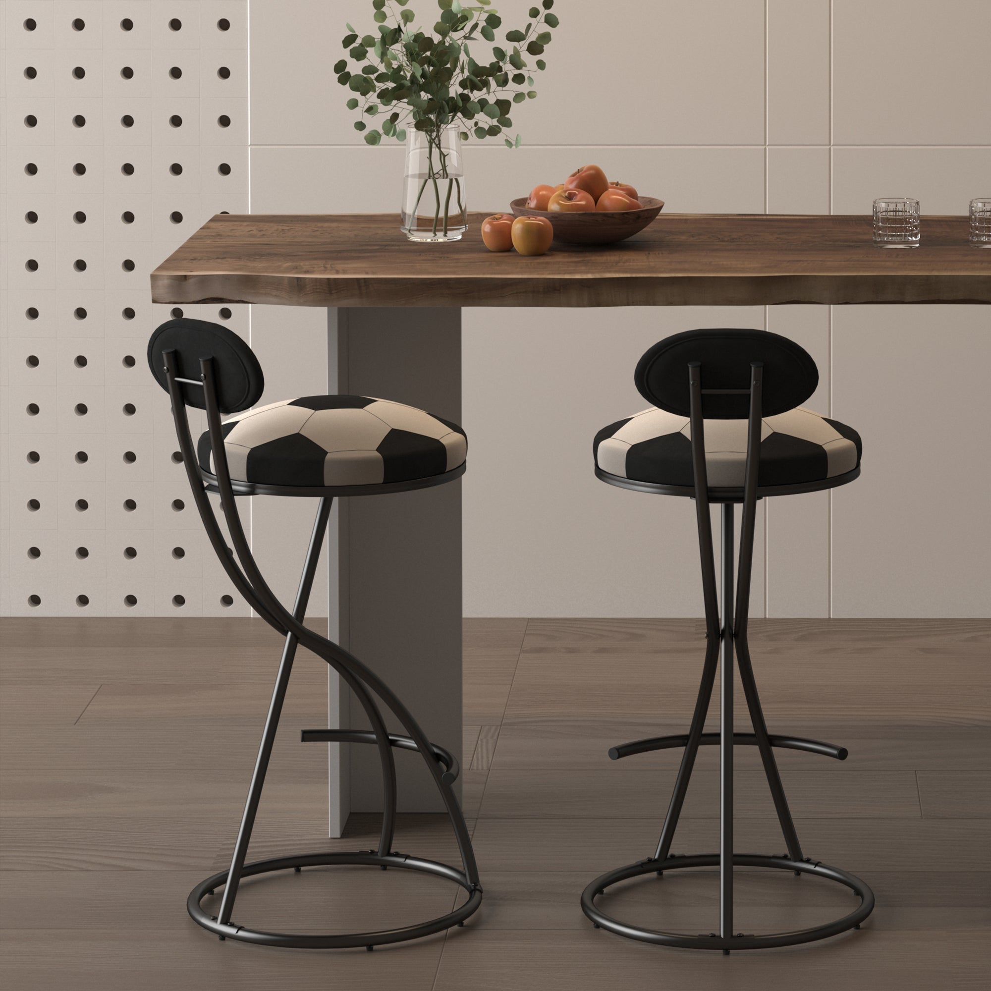 Upholstered S-Shaped Barstools Set of 2