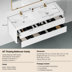 60" Wall-Mounted Bathroom Vanity with Sink