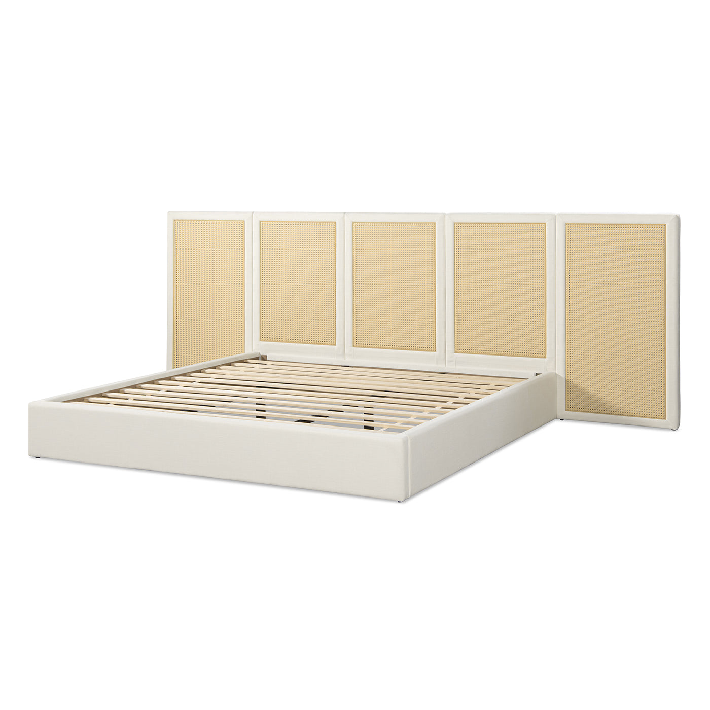 Capri Extended Headboard Cane Platform Bed, Antique