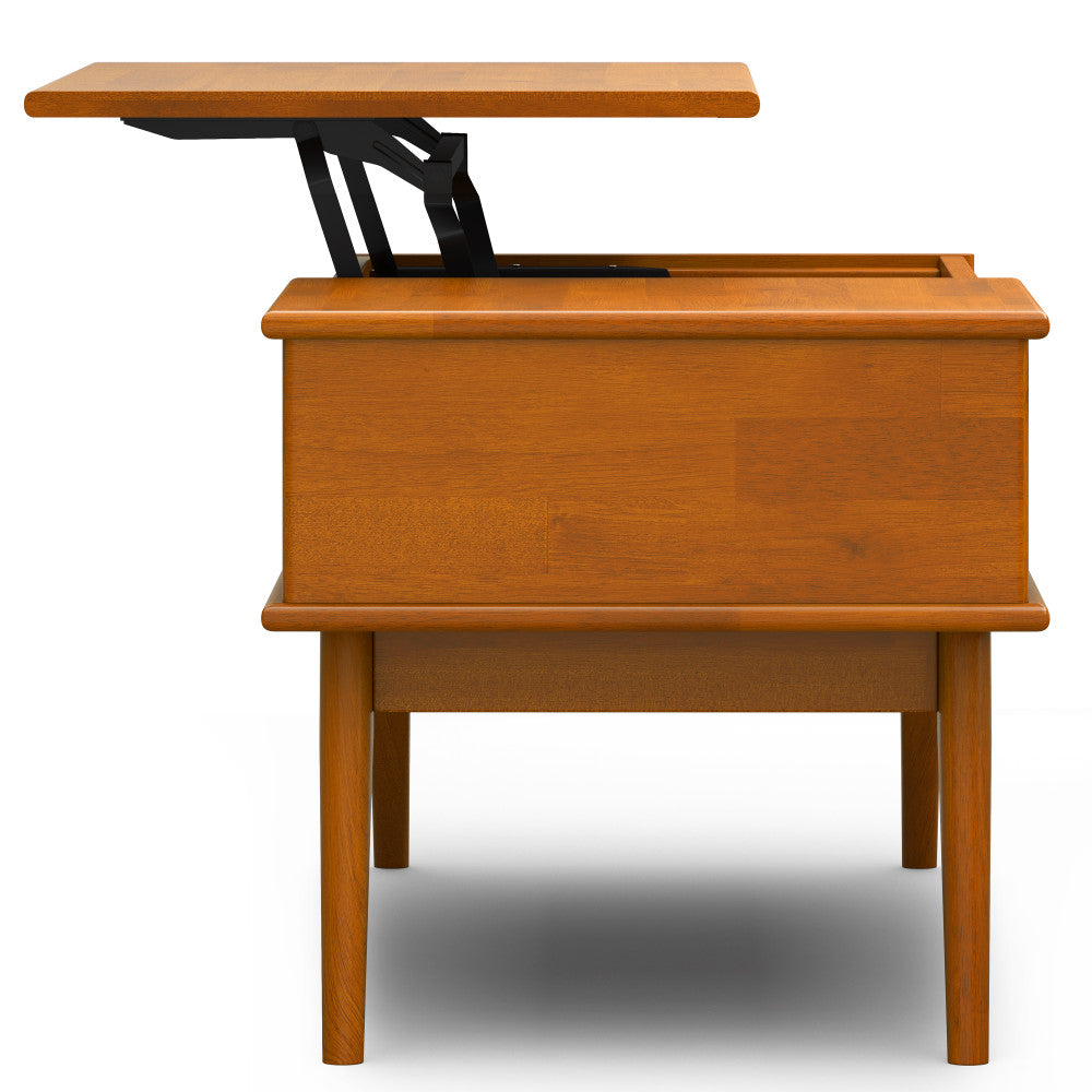 Draper 48 Inch Wide Solid Wood Lift Top Coffee Table in Teak