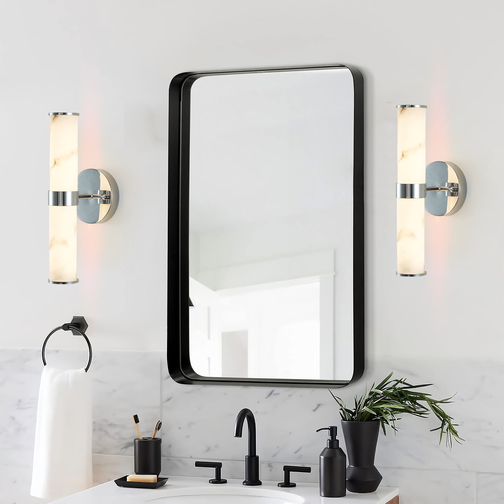 Resin Imitation Marble Wall Sconces Set of 2