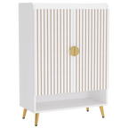 29.6" White and Gold Shoe Cabinet