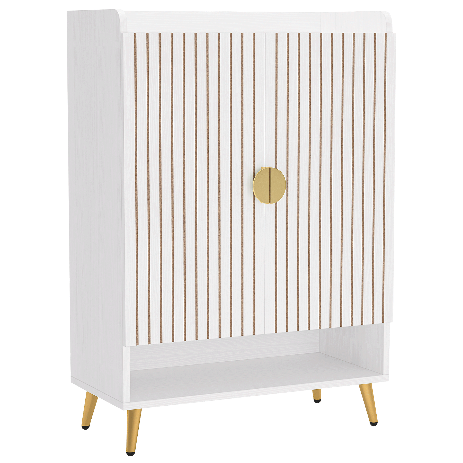 29.6" White and Gold Shoe Cabinet
