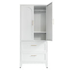 71" Tall Metal Wardrobe Cabinet with 2 Drawers and Hanging Rod