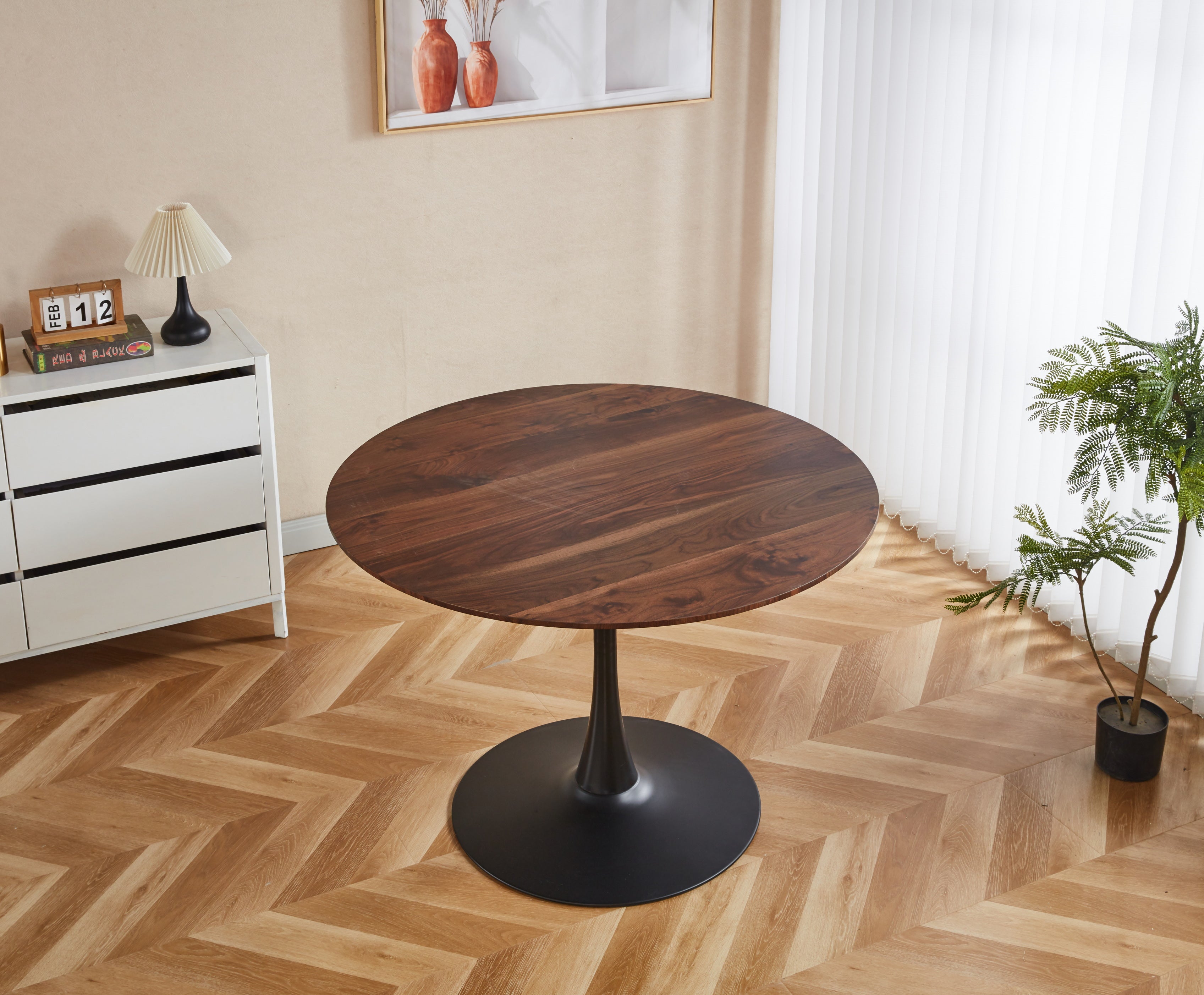42.1" Wood Color Top Tulip Dining Table