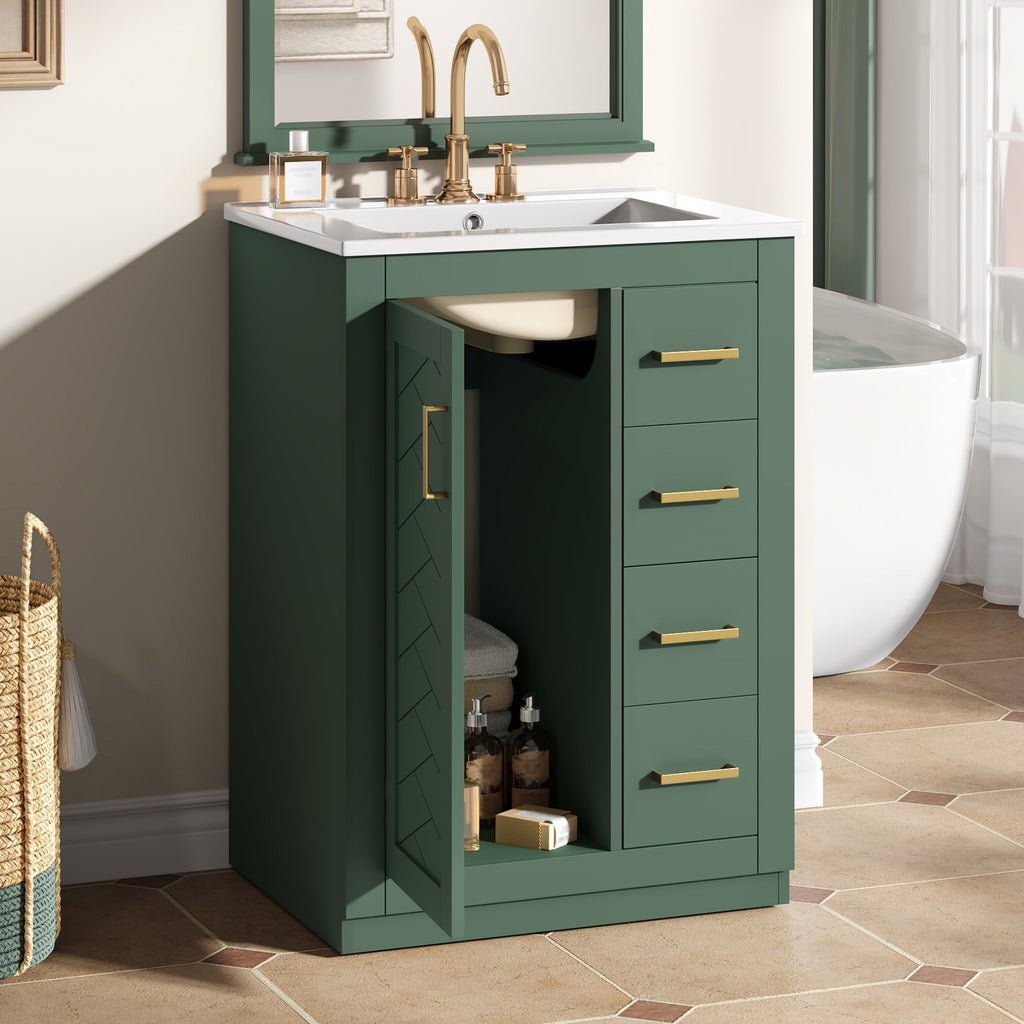 24" Bathroom Vanity with Integrated Ceramic Sink
